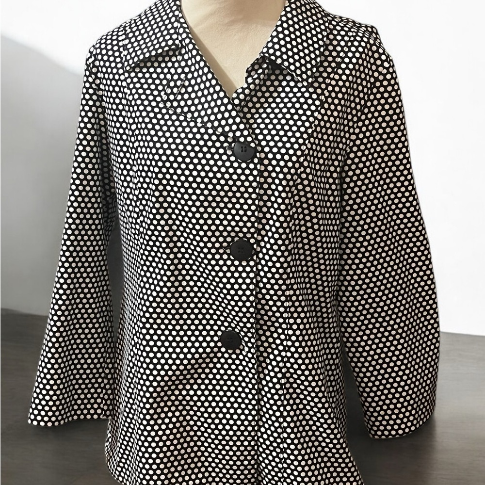 Chic Black and White Polka Dot Blazer